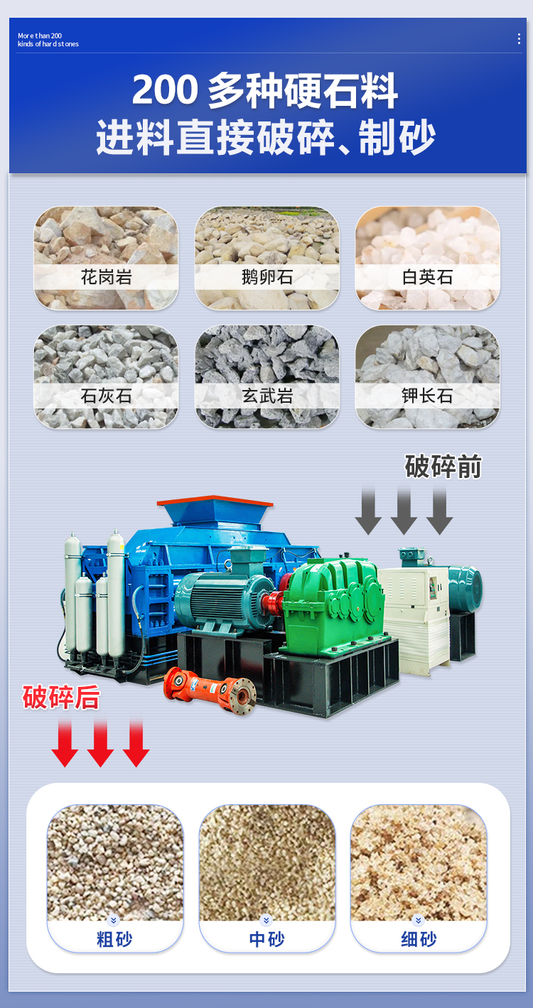 對輥制砂機適應物料 石料破碎機